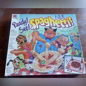 Ready! Set! Spaghetti! Board Game vintage Milton Bradley 1989 bilingue